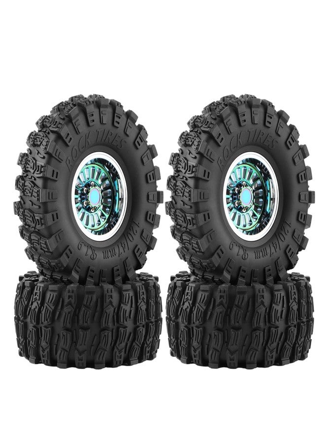 GIXCEL 1.9 Beadlock Wheels and Tires Set, 115/45mm RC Tires, Deep Dish Offset -10mm Aluminum Color Turbine Beadlock Wheel Rim Hub for 1/10 RC Crawler TRX4 SCX10 GEN7 GEN8 VS4-10 Upgrades, 4PC - Image 1